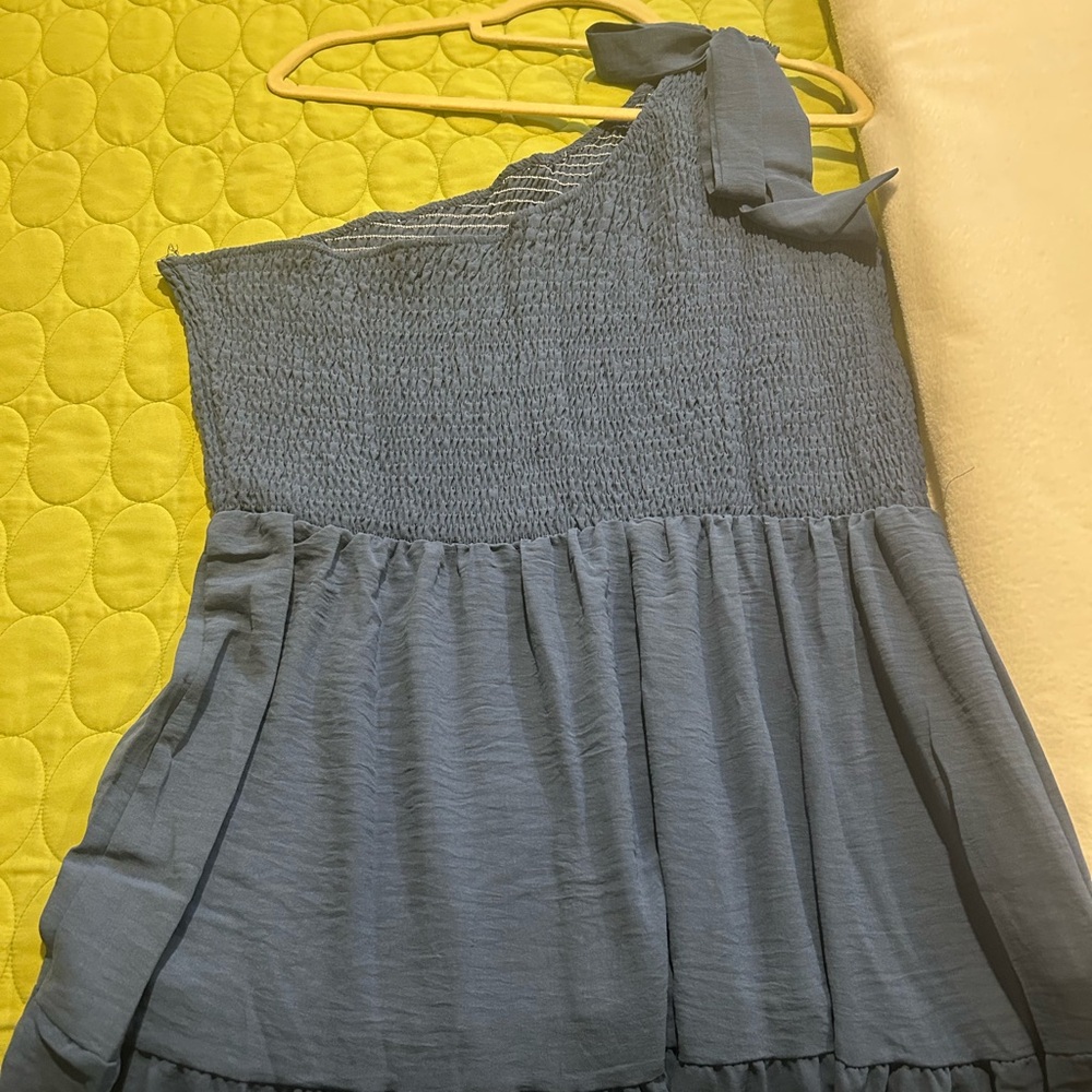 Blue One-Shoulder Dress